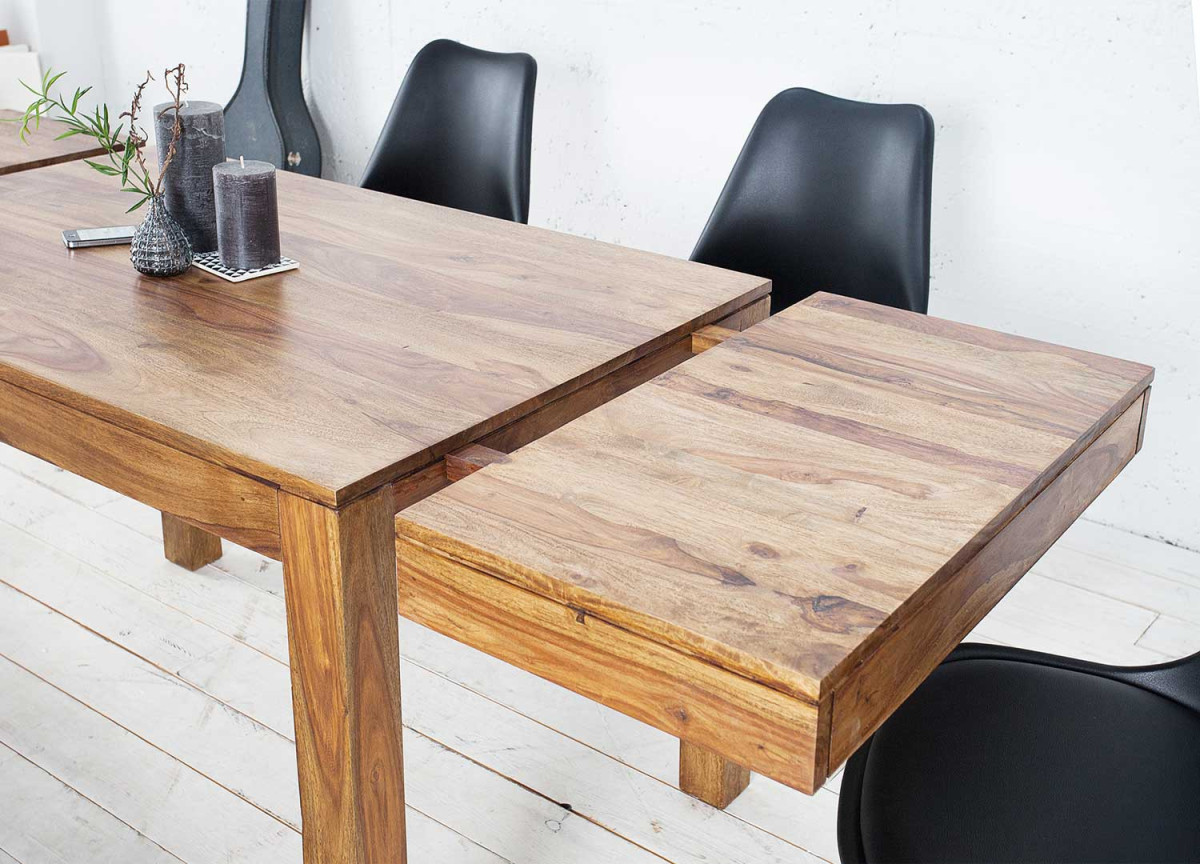 Table à manger avec allonge bois massif Sesham 120-200 cm