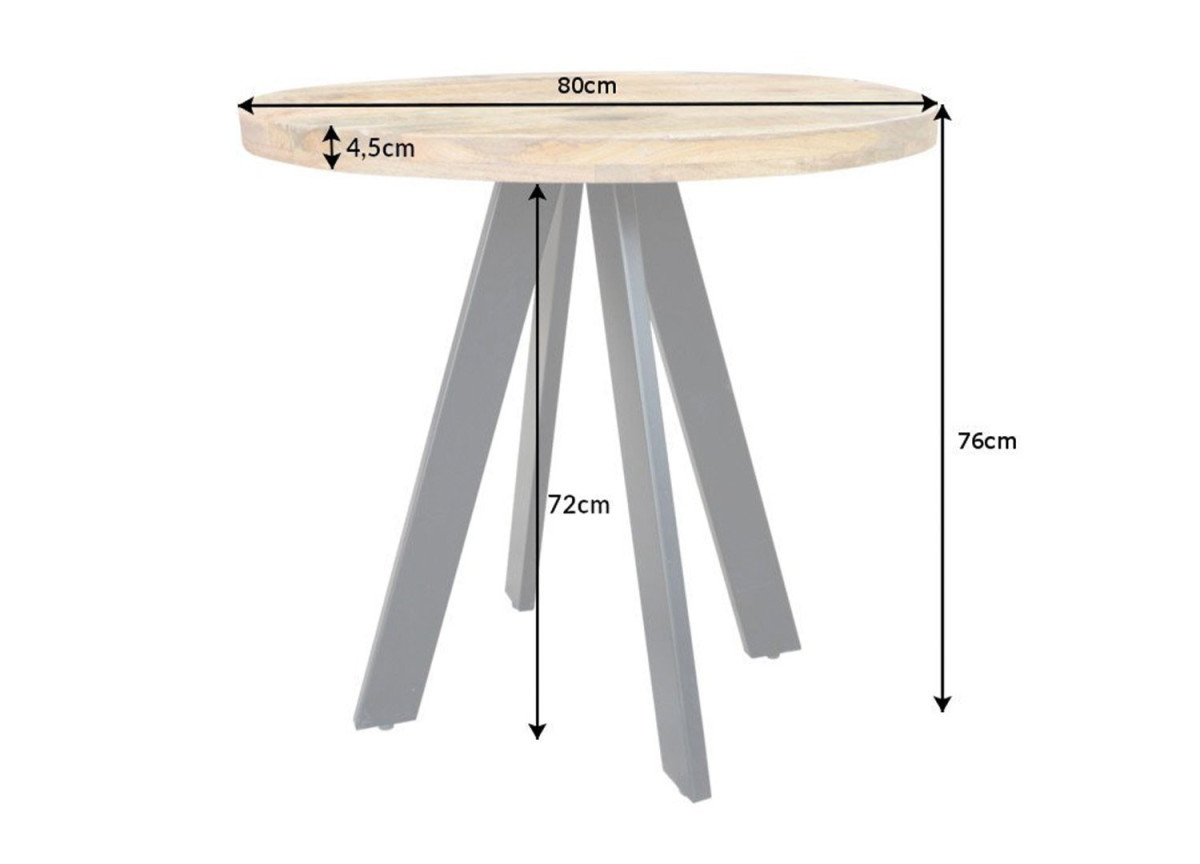 Table de Repas Ronde 80 cm Bois et Métal