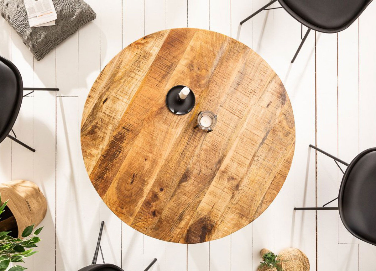 Table de Repas Ronde 80 cm Bois et Métal