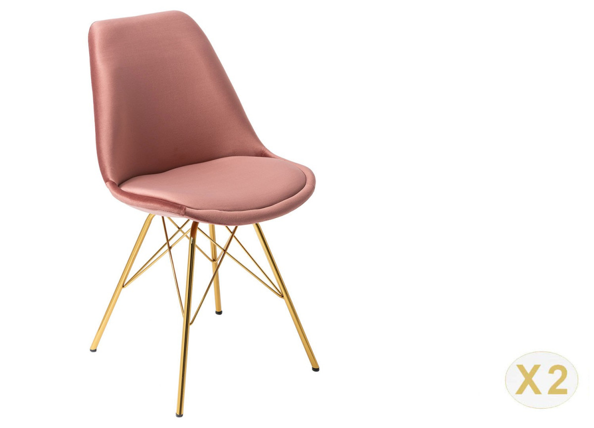 Chaise velours rose pieds métal doré