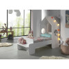 Lit enfant type cabane 70 x 140 cm blanc laqué mat