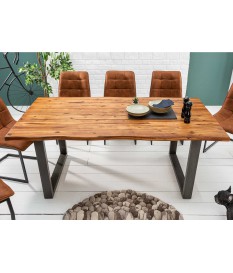 Table rectangulaire bois d'acacia - Pieds gris patinés