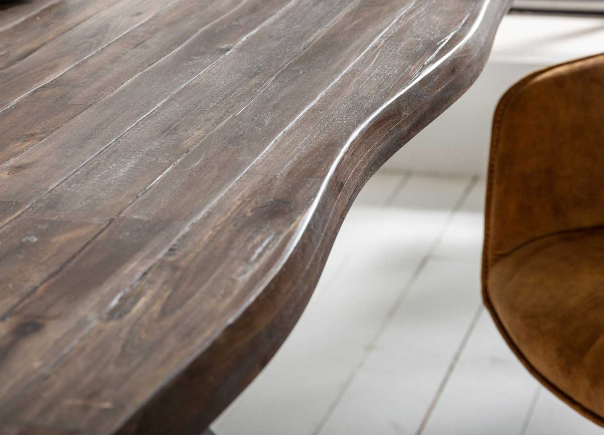 Table de Repas Acacia Marron et Pieds Métal