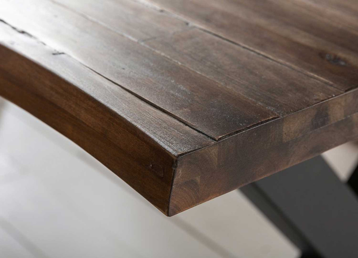 Table de Repas Acacia Marron et Pieds Métal
