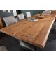 Table de salle à manger bois acacia clair - Acier brossé