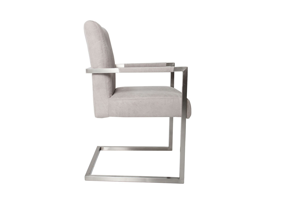 Big chaise capitonnée design gris pierre et armature en acier