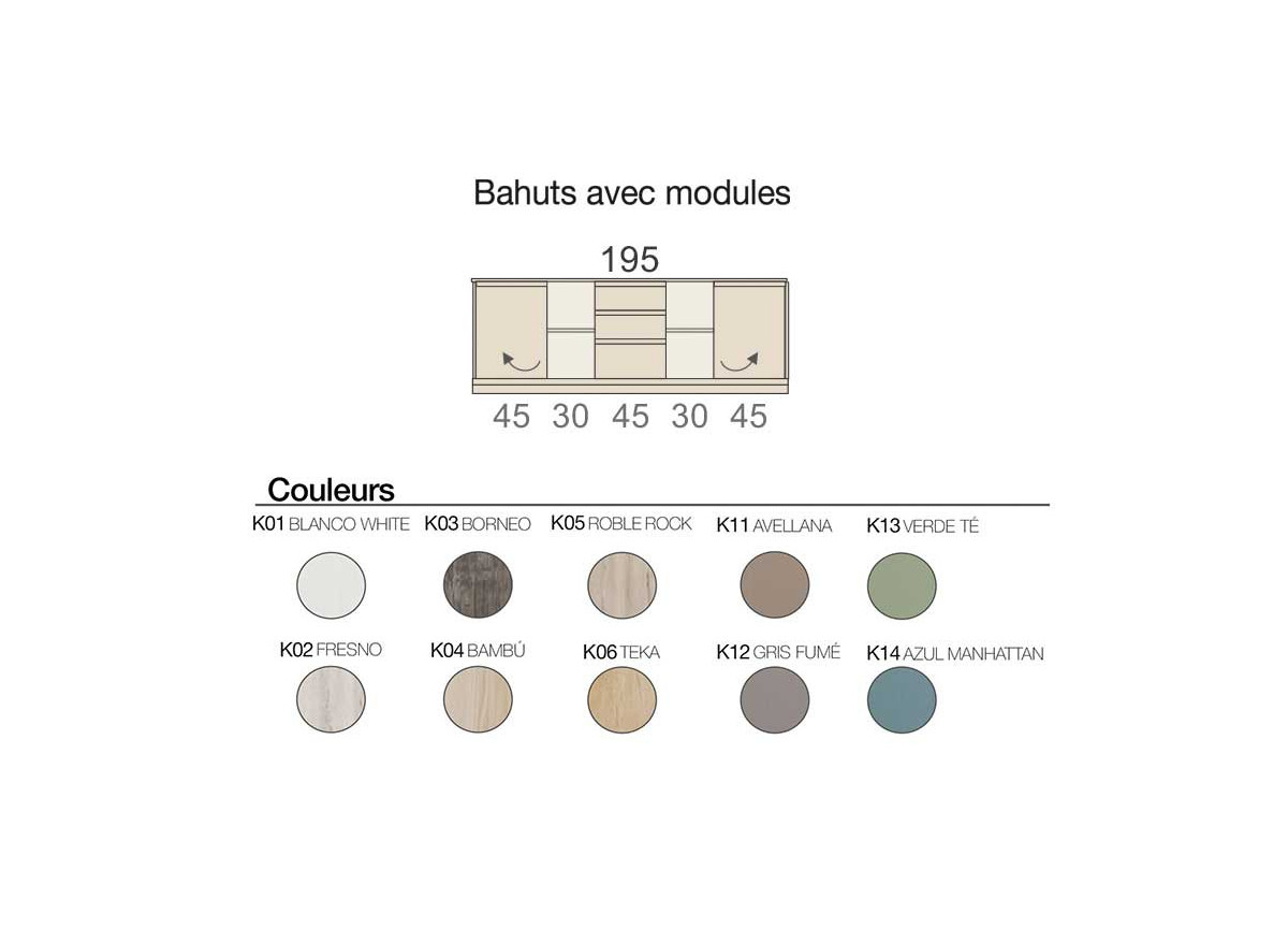 Buffet design 200 cm blanc et chêne