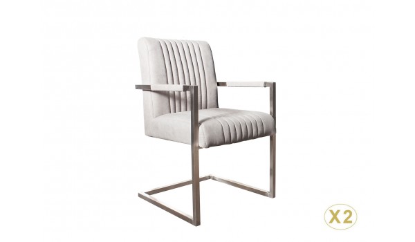 Big chaise capitonnée design gris pierre et armature en acier