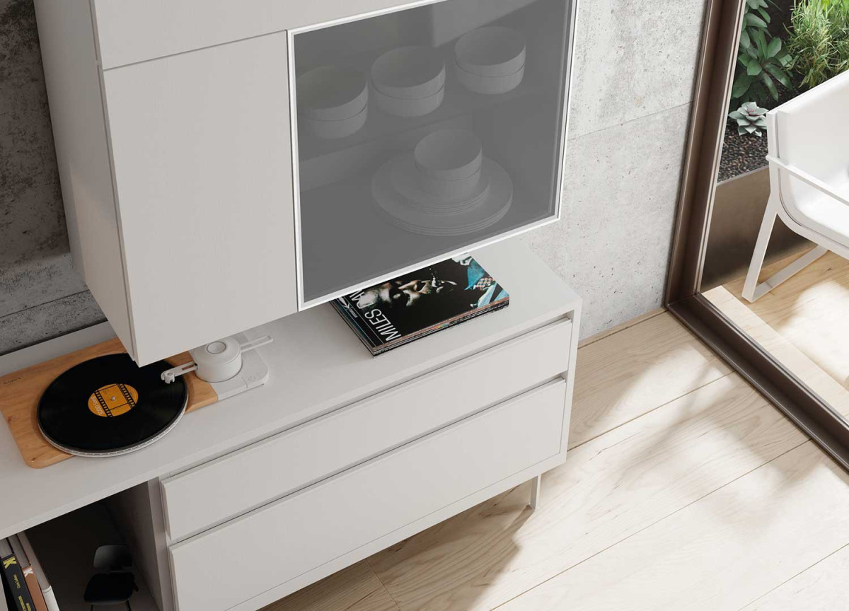 Meuble TV panneau TV orientable et meuble mural