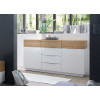 Buffet 2 portes 4 tiroirs blanc et bois