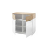 Commode moderne 2 portes blanche et bois