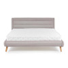 Lit 140 ou 160 capitonné en tissu gris clair