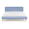 Lit 140 ou 160 capitonné en tissu bleu ciel