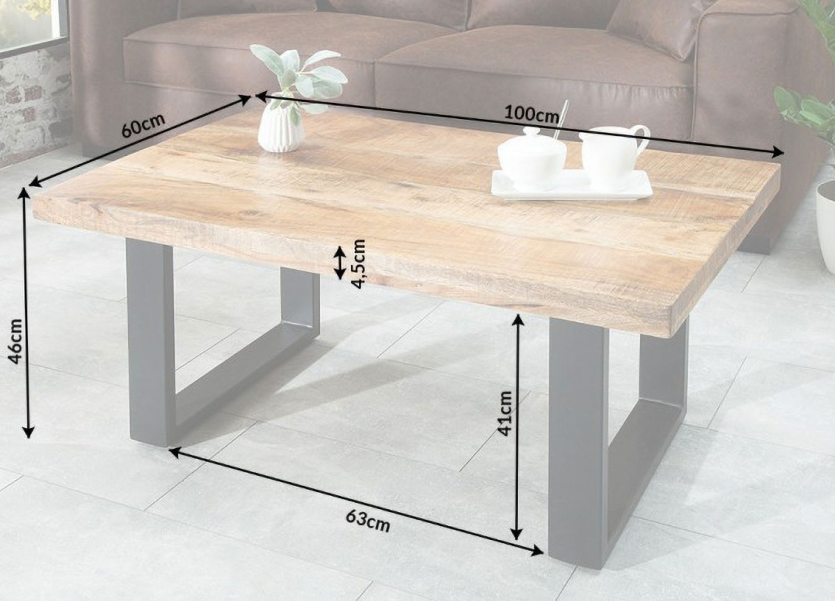 Table basse rectangulaire en bois de Manguier industrielle