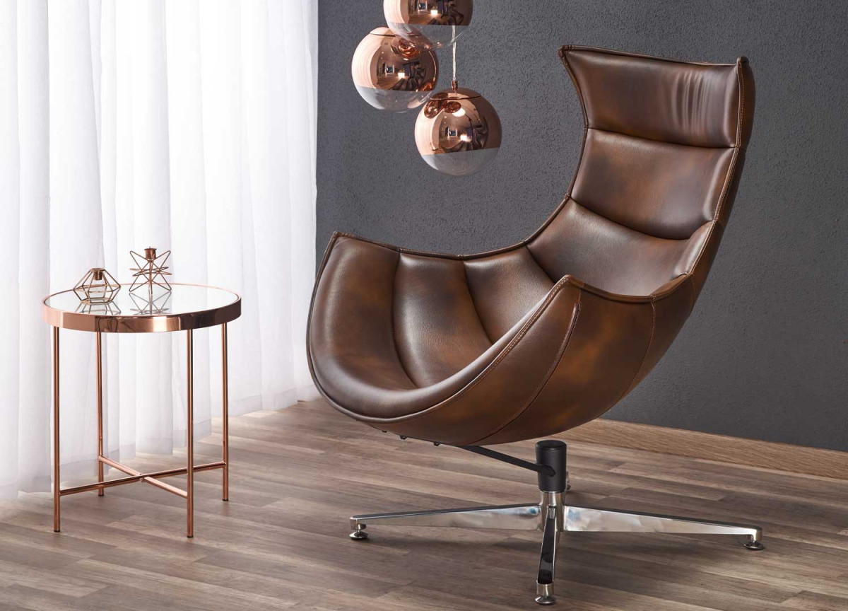 Fauteuil relax simili marron vieilli