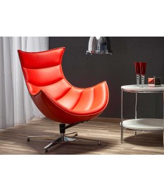 Fauteuil relax simili cuir rouge