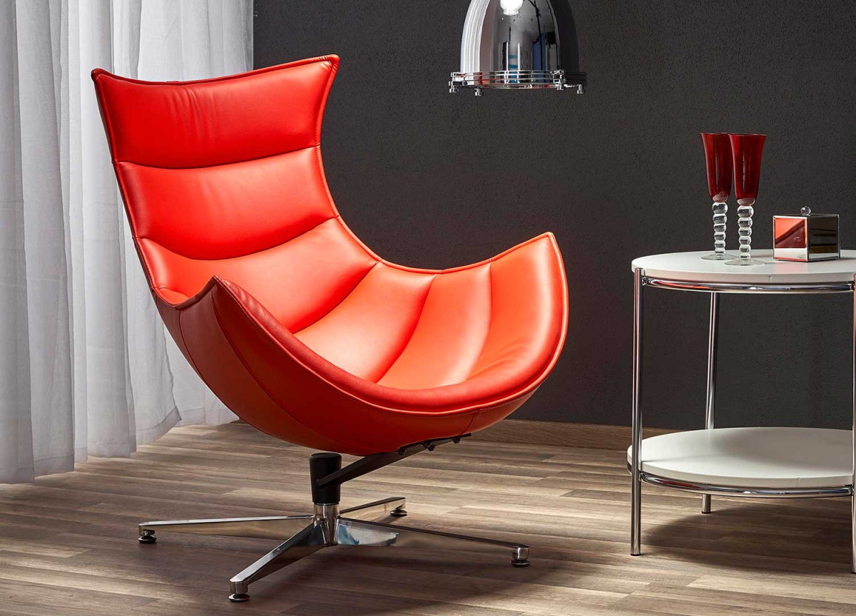 Fauteuil relax simili cuir rouge