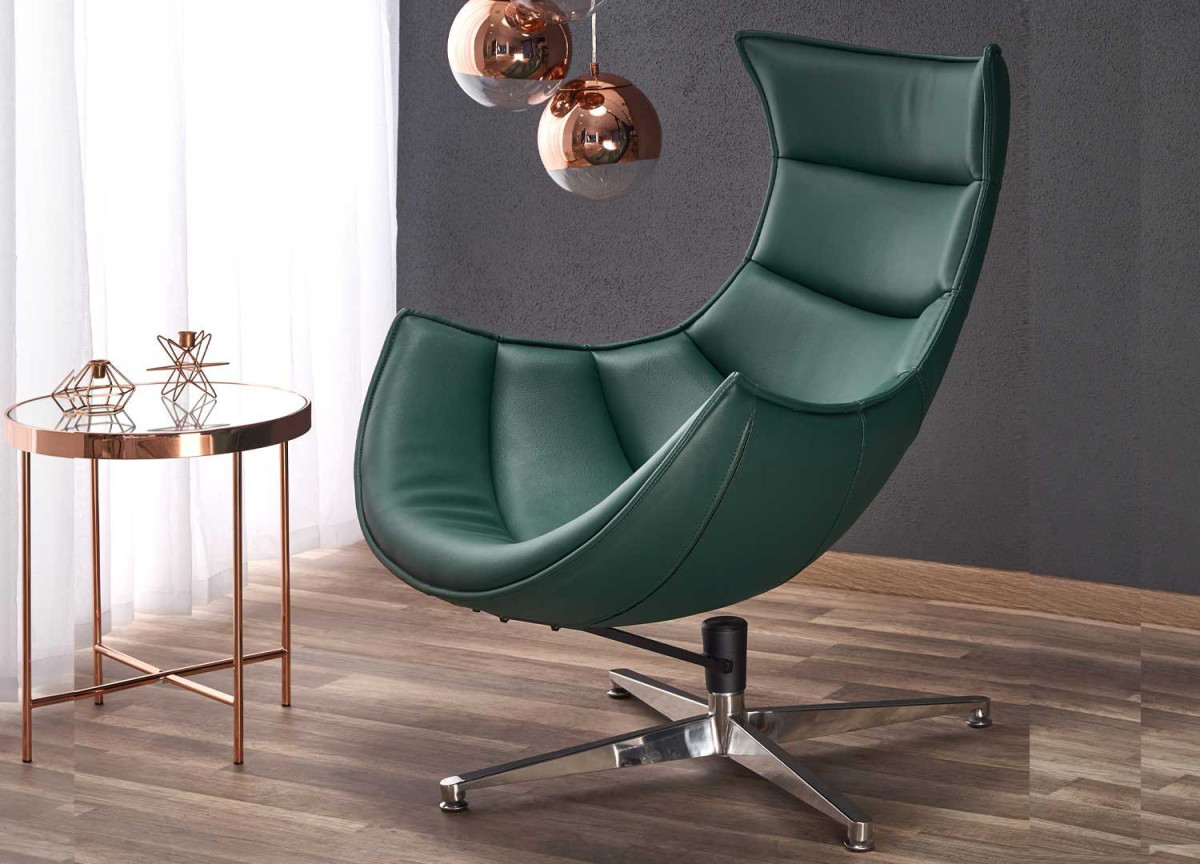 Fauteuil relax simili cuir vert