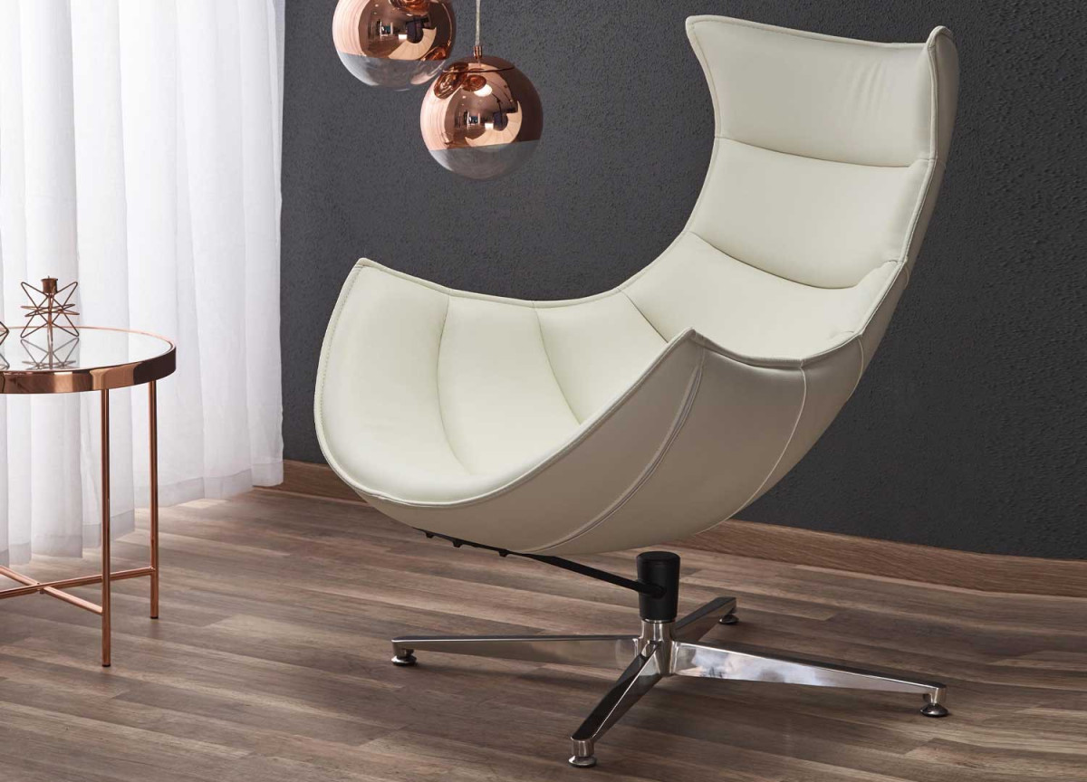 Fauteuil relax simili cuir blant