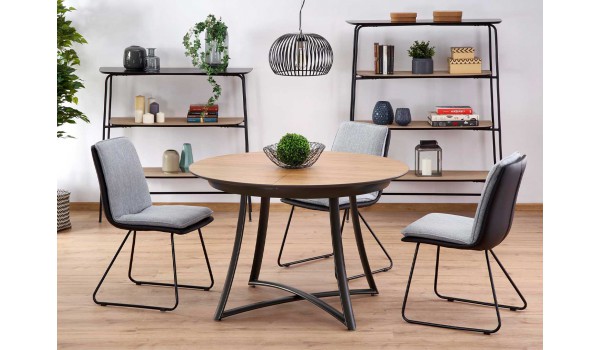 Table ronde extensible en bois et piétement en métal design