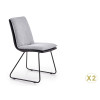 Chaise de table en simili cuir et tissu gris