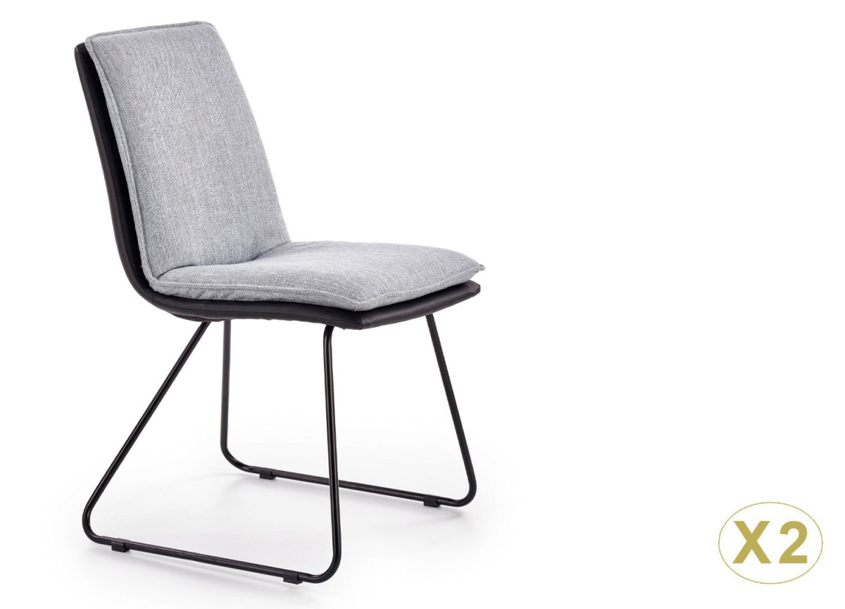 Chaise de table en simili cuir et tissu gris