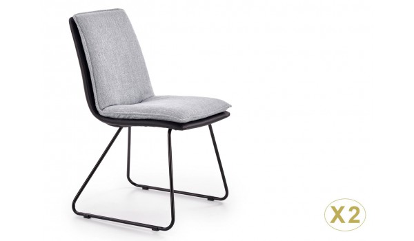 Chaise de table en simili cuir et tissu gris