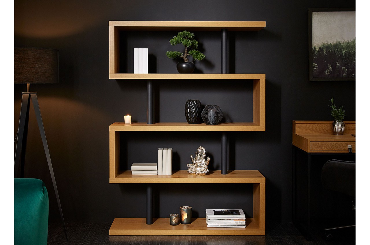 Bibliothèque étagère en bois et métal moderne pour salon