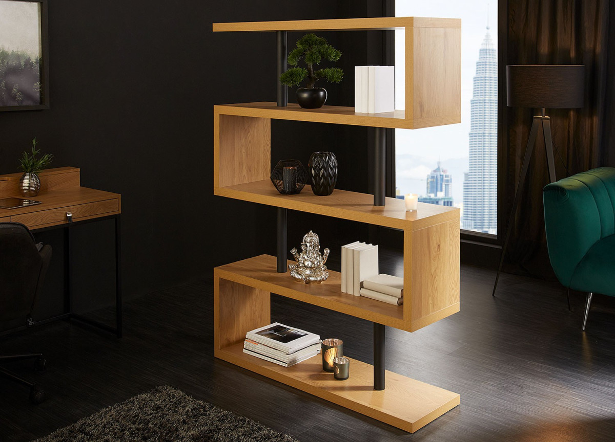 Bibliothèque étagère en bois et métal moderne