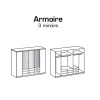 Armoire miroir 5 portes 6 tiroirs / Lit et chevets