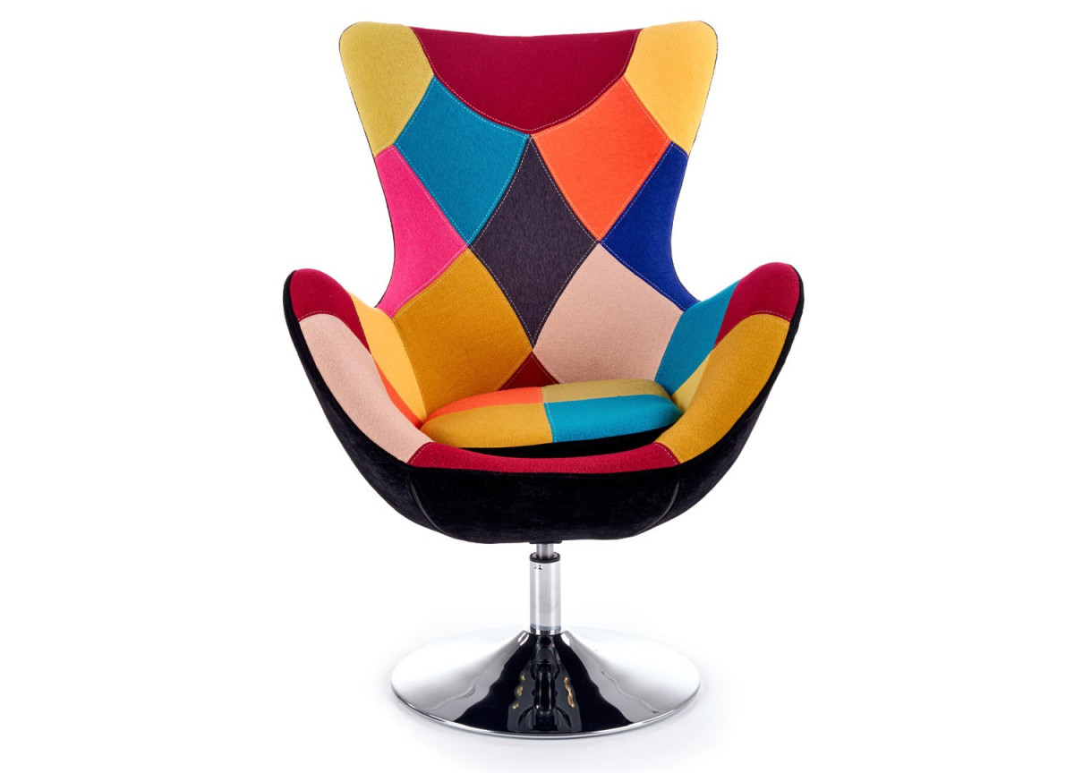 Fauteuil en tissu patchwork style arlequin