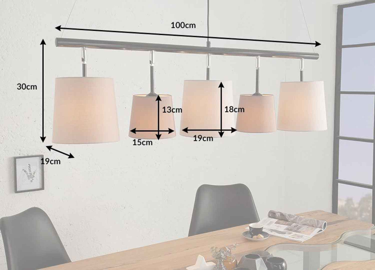Suspension luminaire 5 abat-jours