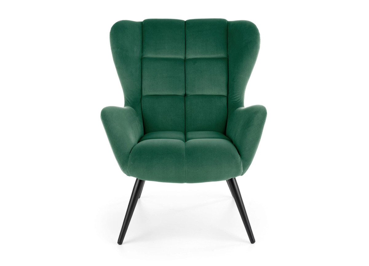 Fauteuil design en velours vert