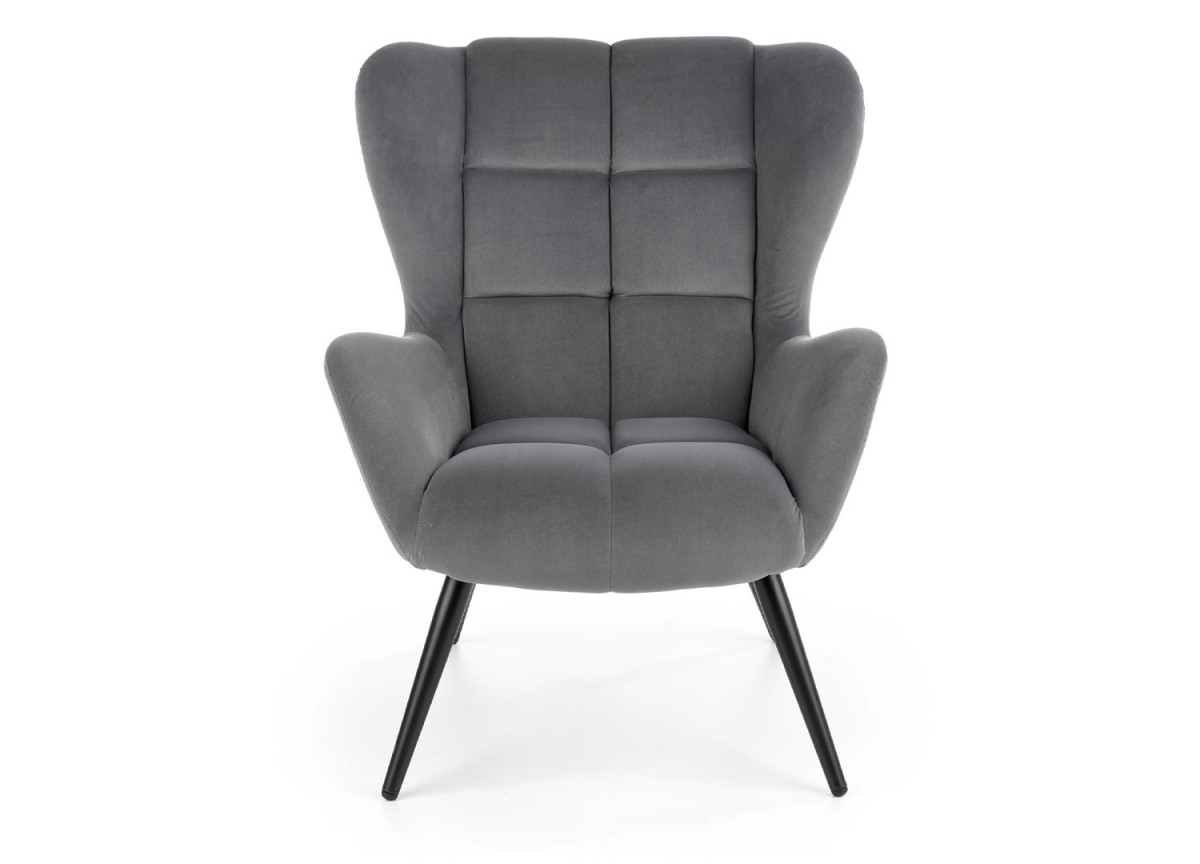 Fauteuil design en velours gris