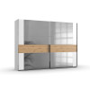 Armoire 2 portes coulissantes blanche et bois