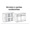 Armoire 2 portes coulissantes blanche et bois