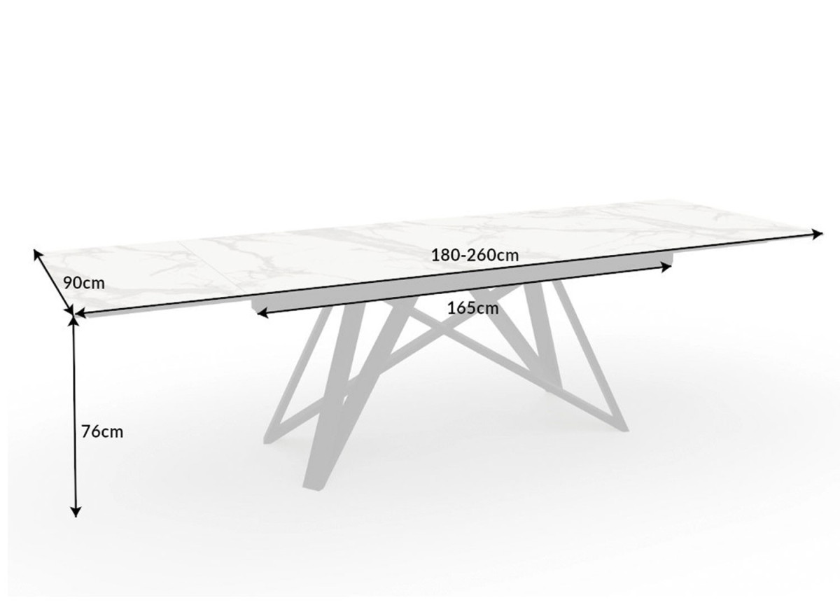 Grande table en céramique effet marbre 180-260 cm