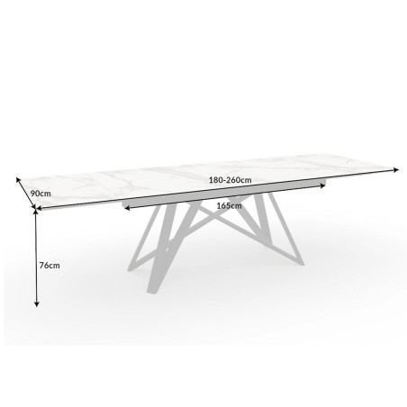Grande table en céramique effet marbre 180-260 cm