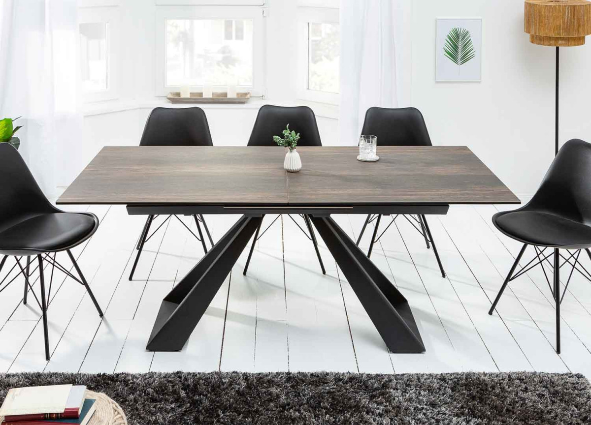 Table en céramique aspect chêne 180-230 cm