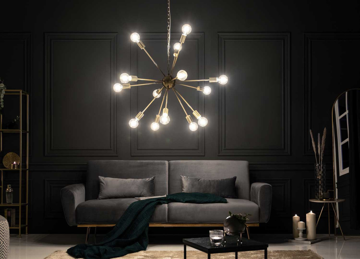 Luminaire design en métal doré