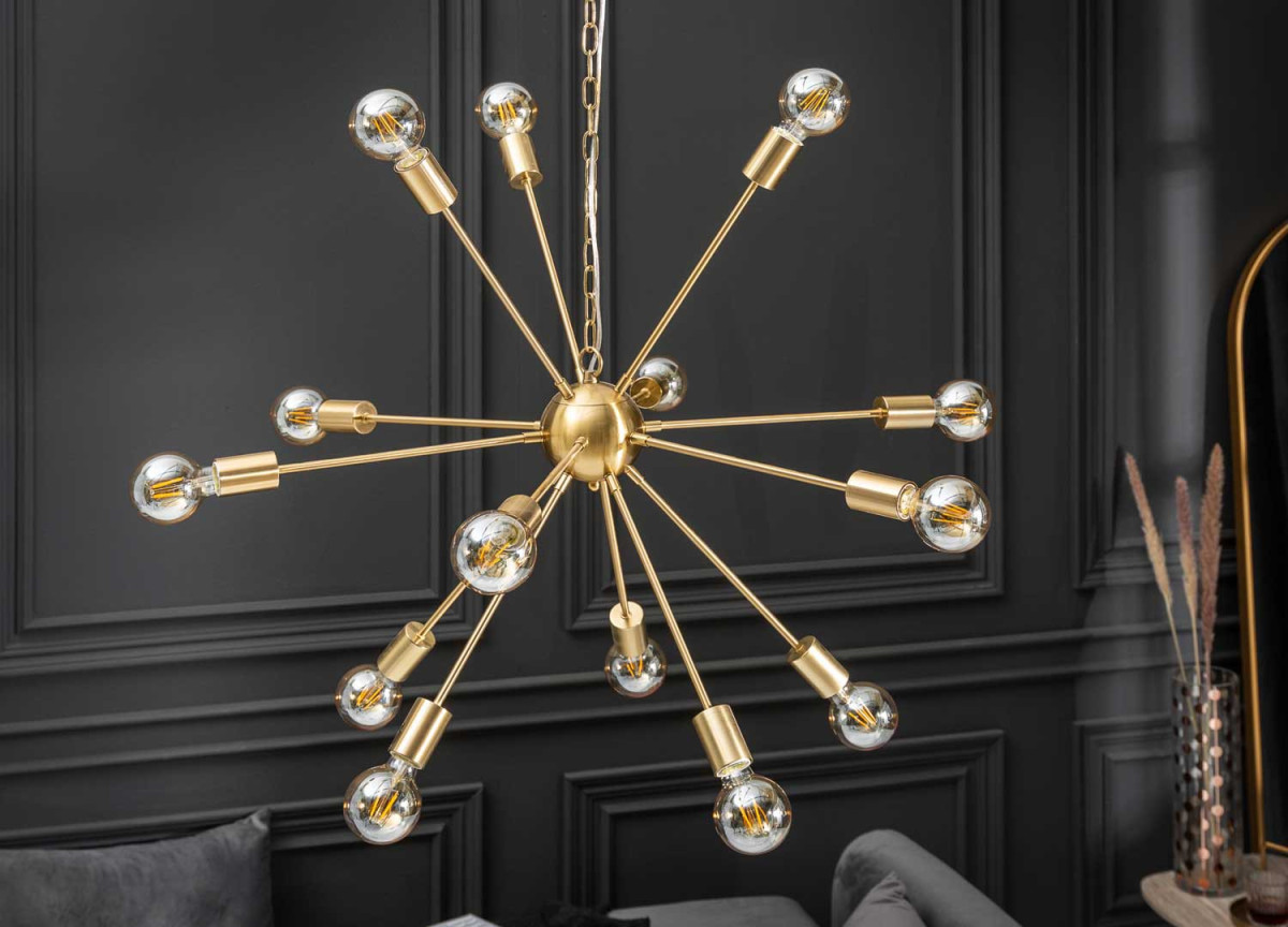 Luminaire design en métal doré