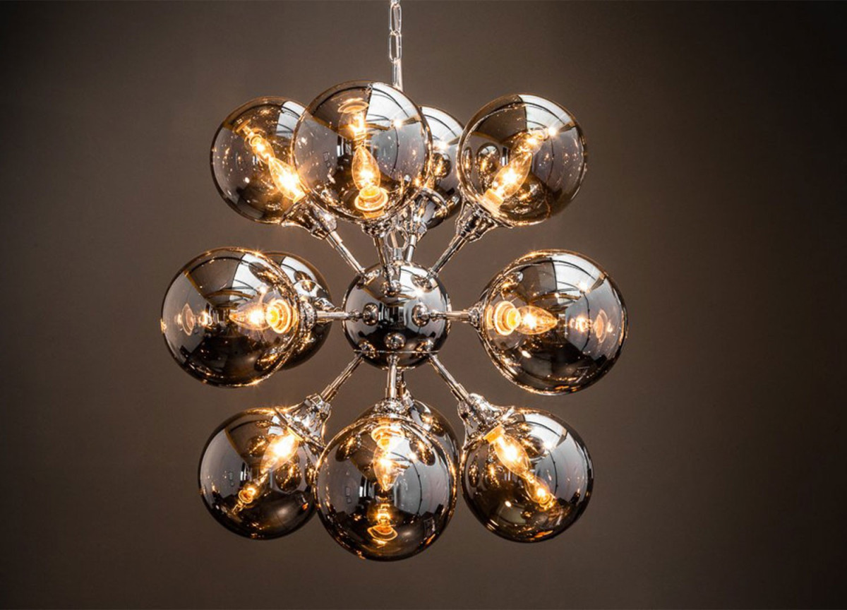Luminaire contemporain 12 boules d'argents