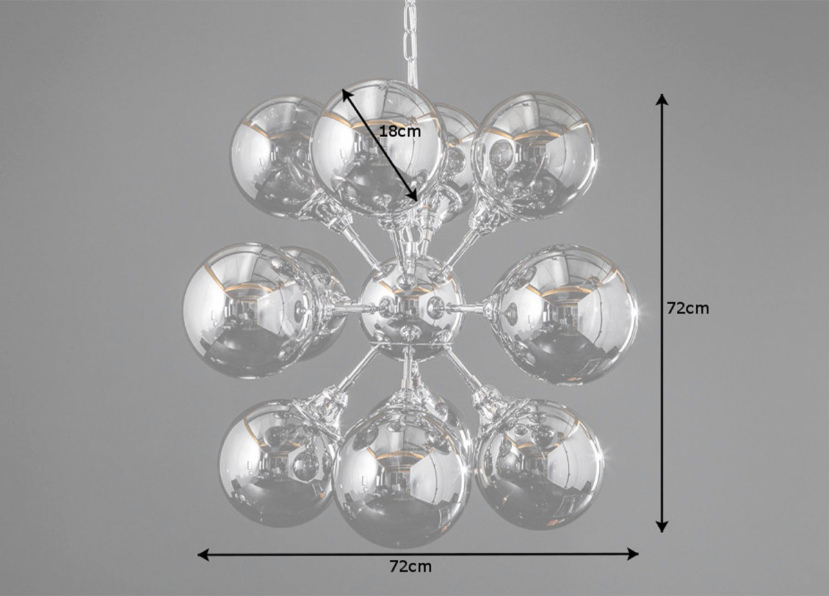 Luminaire contemporain 12 boules d'argents