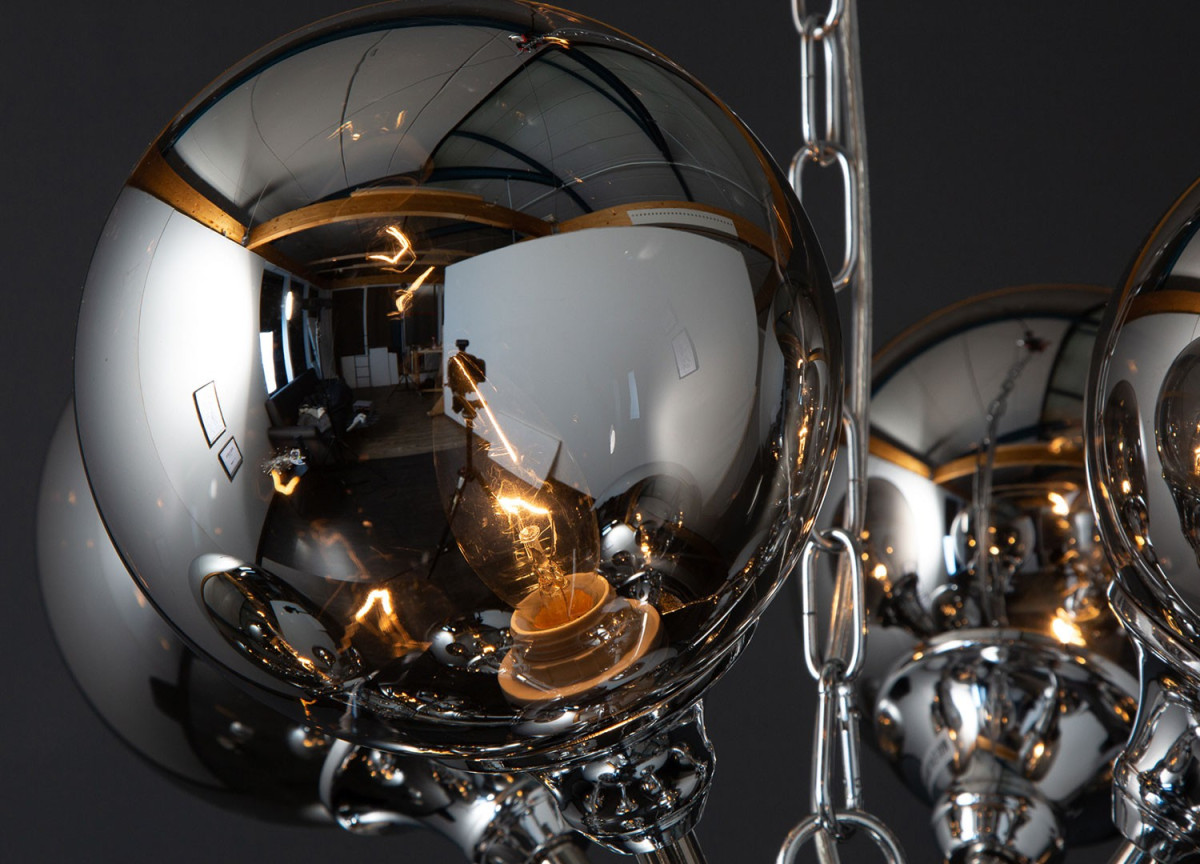 Luminaire contemporain 12 boules d'argents