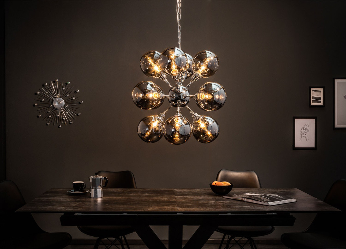 Luminaire contemporain 12 boules d'argents