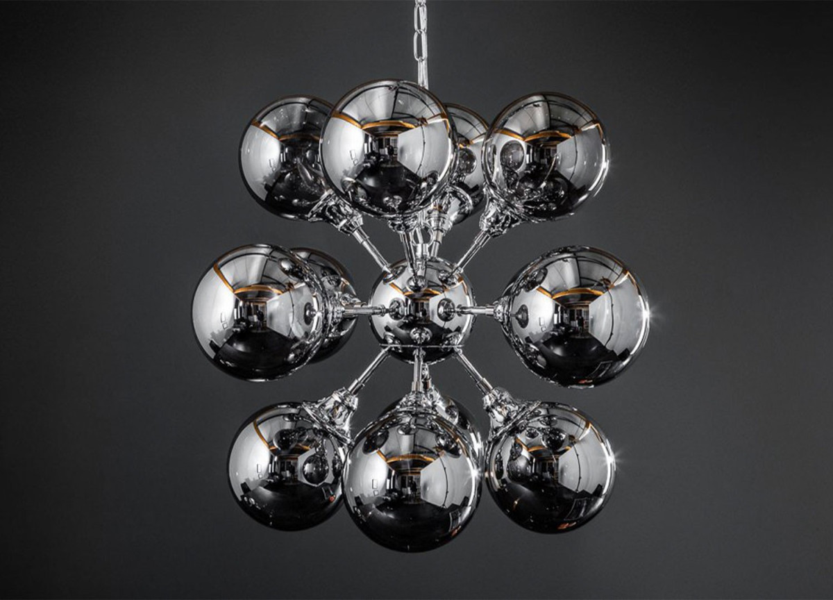 Luminaire contemporain 12 boules d'argents