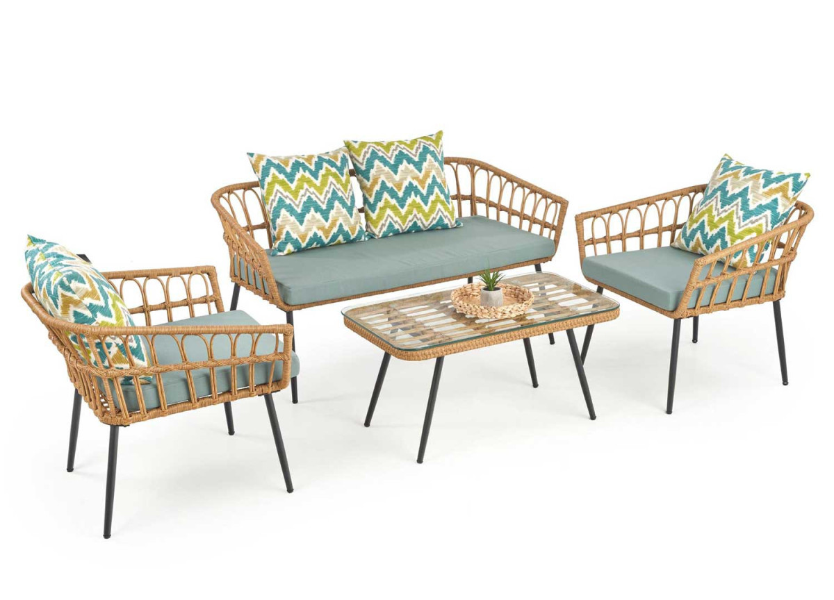 Salon de jardin complet en rotin