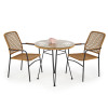 Ensemble table ronde et 4 chaises en rotin