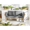 Banc de jardin en bois acacia grisé avec coussin