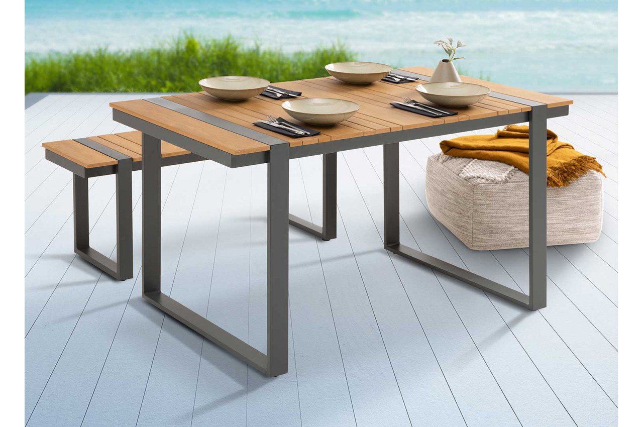 Table de jardin composite et aluminium 123 cm pour meuble de jardin